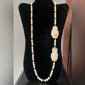 IVORY Long Beaded Vintage Necklace